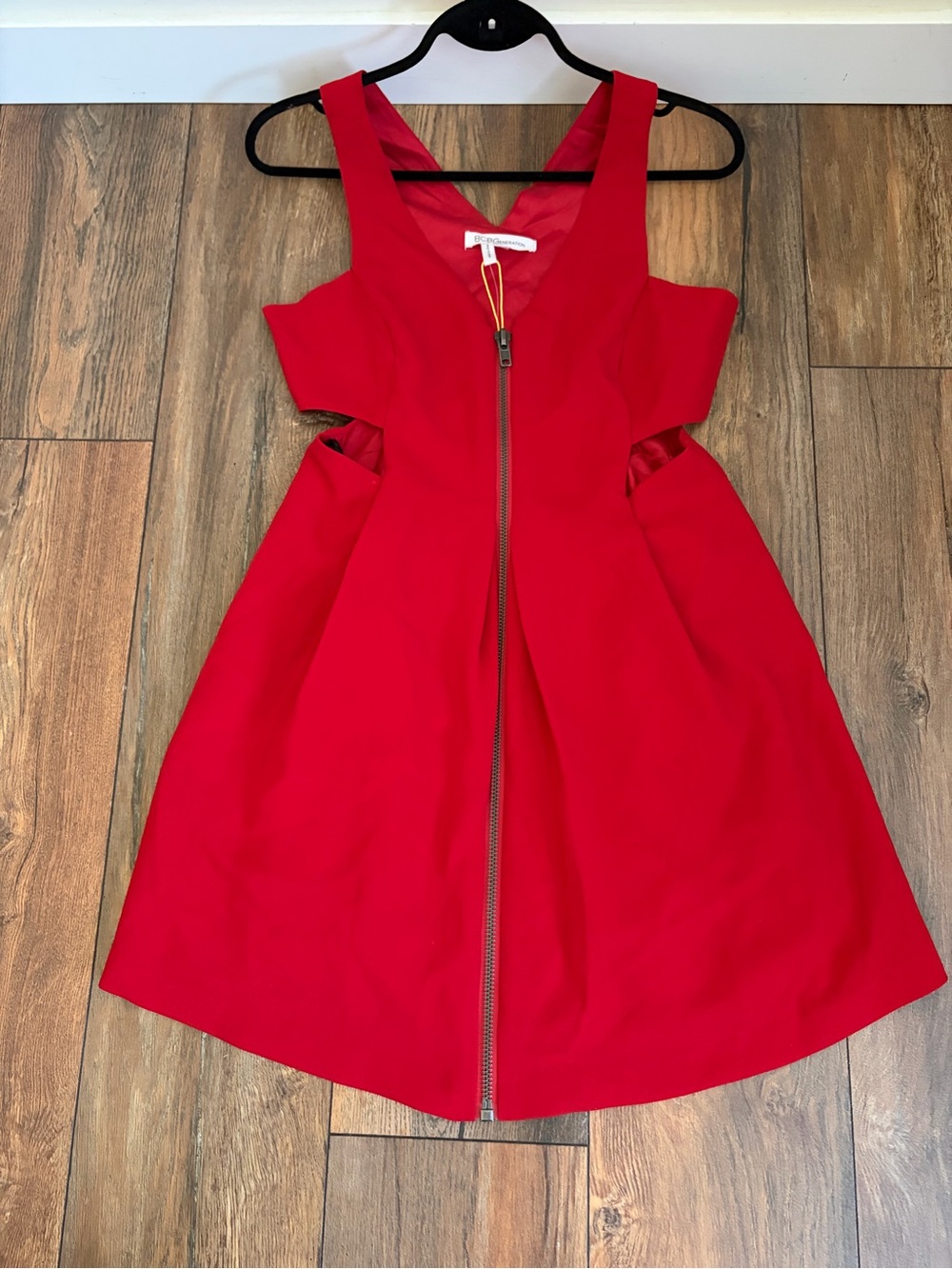 BCBGeneration Red V-Neck Cutout Fit & Flare Dress